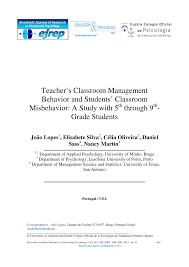 So please help us by uploading 1 new document or like us to download Pdf Teacher S Classroom Management Behavior And Students Classroom Misbehavior A Study With 5th Through 9th Grade Students