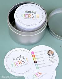 Try contrasting colors, bold text and symbols. Snap 2014 My New Blogger Business Cards Simplykierste Business Cards Creative Round Business Cards Cute Business Cards