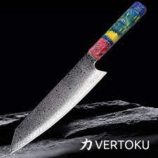 Damascus Steel 8 Chef Knife With Colored Handle Vertoku Chef Knife Damascus Steel Knife