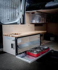 compact pull out kitchen unit for campervan using a modified river drybox kuche einrichten airstream kuche diy