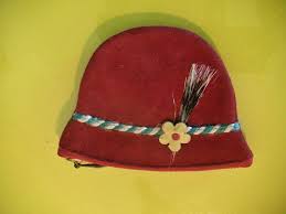 Vintage Suede Coin Purse Austria German Red Hat W Horsehair Feathers Red Hats Vintage Suede Coin Purse