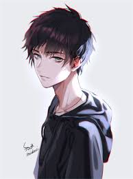 Anime Art Guy Dark Hair Light Blue Eyes Hoodie Casual Anime Drawings Boy Anime Boy Cute Anime Guys