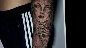 Maiden of Virgo With Pound Scale' Black & Gray Realism Tattoo By Rene  Cristobal