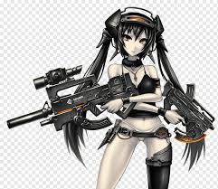 Anime girls with anime guns! Girls With Guns Anime Firearm Weapon Female Ammunition Cg Artwork Black Hair Manga Png Pngwing