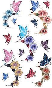 CHICNET Tattoo Schmetterlinge welke Blüten Blumen Blätter bunt pastell 18  Motive 1 Bogen : Amazon.de: Kosmetik, Parfüms & Hautpflege