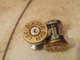 Bullet Ear Plugs 357 Magnum Bullet Plug Earrings Bullet Shell Etsy Bullet Shell Plugs Earrings Bullet Casing