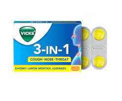 Vicks 3 In 1 Honey Lemon Menthol Lozenges 8s Menthol Vicks Vicks Baby Rub