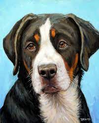 Dogs of this breed get along great with children and. Greater Swiss Mountain Dog Pup By Dottie Dracos Dog Art Greater Swiss Mountain Dog Farm Animal Paintings