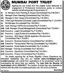 Mumbai Port Trust Trust Has Published Vacancy Advertisement Of Trade Apprenticeship Under The Apprentices Act 1961 In The Entry Year 20 Apprentice Trust Mumbai