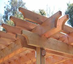 Cut and nail (8d galvanized finish nails) the 1×4 fascia strips (m) flush to the top of the beams and in between each pair of tails. Pergola Beam Ends Novocom Top
