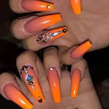 Beauty, cosmetic & personal care. Neon Orange Ombre Acrylic Nails Nail And Manicure Trends