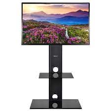 Allieroo Floor Swivel Tv Stand Mount For 26 65 Inch Tvs Up 110 Lb Max Vesa Of 600 X 400mm Black Swivel Tv Stand Tv Stand With Mount Cool Tv Stands