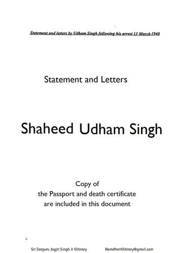 Shaheed Udham Singh Case : UK Documents : Free Download, Borrow, and Streaming : Internet Archive