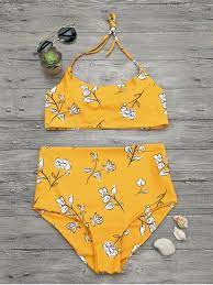 Slimming Control High Waisted Bralette Bikini Set Green Mustard Red Bikinis Swimsuits Bralette Bikini