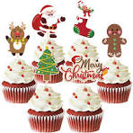 24 Pcs Christmas Cupcake Toppers - Merry Christmas Toothpick Flags For  Holiday Party Decorations