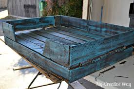 All you have to do to fix this is sand them and color them to make them look. Diy Pallet Dog Bed For Free Pallet Dog Beds Dog Bed Frame Diy Dog Bed