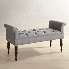 Audrey Pewter Winged Tufted Bench Yatak Odalari Ahsap Isleri Dekor
