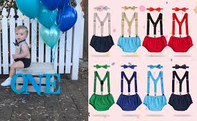 See more ideas about baby boy 1st birthday, 1st boy birthday, 1st birthday. Amazon Com Baby Boys Cake Smash Outfit First Birthday Bloomers Bowtie Suspenders Clothes Set Beige Blue One Size Clothing