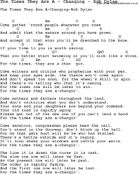 song the times they are a by changing by bob dylan with lyrics for vocal performance and accompanime guitar songs guitar chords for songs ukulele chords songs