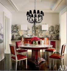 The living room's sofa, chairs and side tables are symmetrically arranged around the classic fireplace, which is raised to make it visible from both the kitchen and dining room table. Free Download The Wallpaper In This Dining Room By Sarah Richardson With The Sheen 736x783 For Your Desktop Mobile Tablet Explore 47 Dining Room Wallpaper Trends Newest Wallpaper Trends