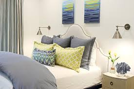 Headboard Between Wall Sconces Contemporary Bedroom