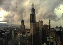 The sears tower is hidden behind the storm in the center, lake shore drive is to the right. Frighteningly Apocalyptic Scenes From Chicago S Tornado Warning Chicago Chicago Illinois Scenes