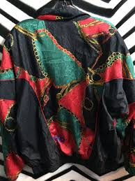 Bomber Jacket Gucci Style W Baroque Red Green Chain Design Boardwalk Vintage Let me know if you have any questions in the comments! bomber jacket gucci style w baroque red green chain design