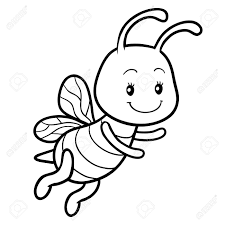 Dibujos de abejas para colorear y pintar. Libro Para Colorear Para Los Ninos Para Colorear Con Una Pequena Abeja Ilustraciones Vectoriales Clip Art Vectorizado Libre De Derechos Image 60596702