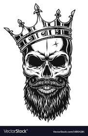 Black And White Crown Vector Black And White Skull In Crown Vector Image On Vectorstock Bearded Skull Tattoo Crown Tattoo Men Crown Tattoo Design