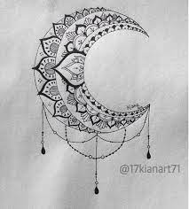 B W Moon Mandala Design Art Creative Drawing Mandala Moon Zentangle Tattoo Young Artists He 17kianar Moon Mandala Tattoo Geometric Tattoo Moon Mandala