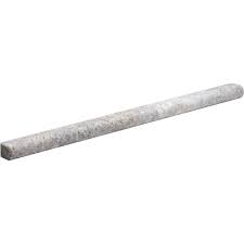Travertine chair rail molding, bullnose, travertine pencil liners, travertine dome liners, travertine cigar liners, marble needle trim, travertine quarter round, travertine jolly, and cove base are just a few of the popular finish trim pieces that are available for most natural stone and tile products. Silverado Honed Filled Pencil Liner Travertine Moldings 1 27x30 5