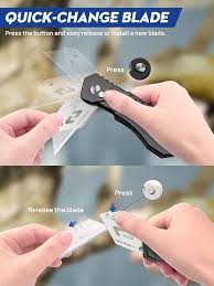 Utility Knife, BIBURY Upgraded Version Heavy Duty Box Cutter, Pocket Carpet  knife with 10 Replaceable SK5 Stainless Steel Blades, Belt Clip, Easy  Release Button, Quick Change and Safety Lock-Black
