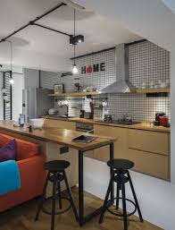 There Are No Walls Between The Kitchen Living And Dining Areas Of This Five Room Flat White Kitchen Rustic White Modern Kitchen Kitchen Cabinet Remodel