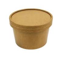 YOCUP 12 oz Kraft Paper Ice Cream Container with Non-Vented Paper Lid Combo  - 250/Case