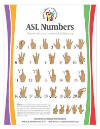 Free Asl Numbers Chart American Society For Deaf Children