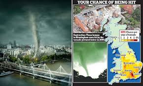 A rare tornado hit london in the united kingdom yesterday. England Is Tornado Capital Of The World As There Are More Twisters Per Square Mile Daily Mail Online