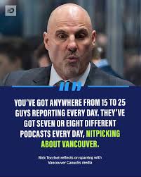 Tocchet had a love hate relationship with the Canucks media 😅🎙️🤷‍♂️ In  an interview with Spittin' Chiclets, Tocchet admitted he listened too much  to the “outside noise” heading into his second full