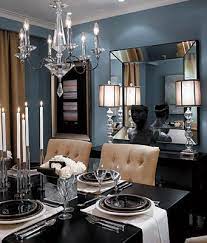 Fabulous dining room in captivating royal blue [design: Formal Blue Gray Dining Room Benjamin Moore Cloudy Sky Elegant Living Room Grey Dining Room Home Decor