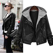Veste en cuir pour femme. Blouson A Capuche Perfecto En Simili Cuir Pour Femme