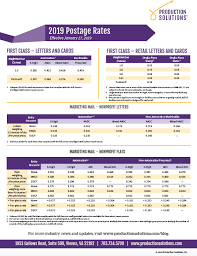 2019 Postage Rate Chart Production Solutions Production