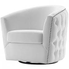 White Velvet Back Tufted Barrel Shaped Swivel Chair Black And White Furniture White Velvet Velvet Furniture