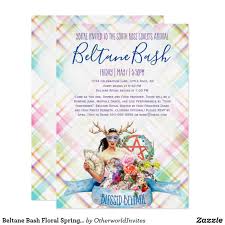 People around the world celebrate the day with feasts, bonfires,parites, picnics, and traditional songs and dances. Beltane Bash Floral Spring Plaid May Day Invitation Zazzle Com In 2021 Beltane Spring Floral Summer Solstice Party