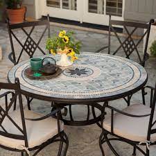 Protective covers weatherproof patio table and chair set cover, 48 inch x 54 inch, round bar table ergode 48 angle iron wood dining table, driftwood. Belham Living Barcelona 48 In Round Wrought Iron Mosaic Patio Dining Set Mosaic Patio Table Patio Dining Table Dining Furniture Sets