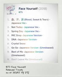 It contains japanese versions of songs previously released on their 2016 wings album and 2017 love yourself 承 'her', as well as three brand new. Bts Face Yourself 3rd Japanese Album Army S Amino