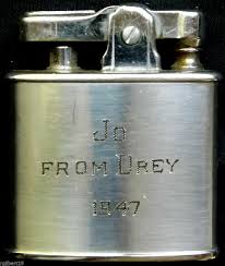 1947 Ronson Lighter Silver Monogrammed In Case Briquet