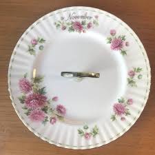 Royal Albert Chrysanthemum November Flower Of The Month Dessert Tray Handled Plate Bone Chin Vintage Serving Trays Dessert Tray Serving Trays With Handles