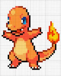 4 Charmander Minecraft Pixel Art Dessin Pixel Pixel Art Pokemon Point De Croix Pokemon