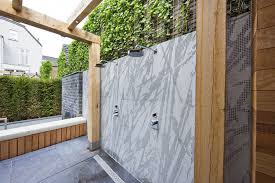 Summer Time Outdoor Bathroom For Swimming Pool Inner City Skyline