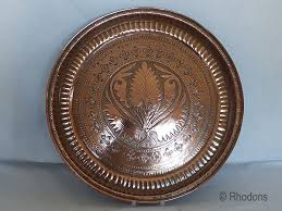 Check spelling or type a new query. Antique Copper Charger Hand Decorated Early 1900s