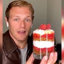 Sam Heughan is cooking cranachan with Ginger Zee